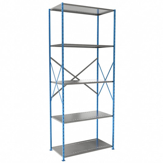 Centerline Dynamics H Post™ High Capacity Shelving Closed Starter Hallowell H-Post High Capacity Shelving 48"W x 24"D x 123"H, 5 Adjustable Shelves, Unit Open Style with Sway Braces