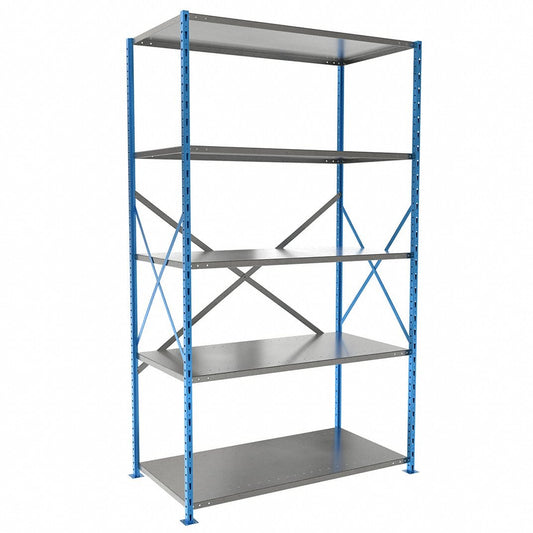 Centerline Dynamics H Post™ High Capacity Shelving Closed Starter Hallowell H-Post High Capacity Shelving 48"W x 24"D x 87"H, 5 Adjustable Shelves, Starter Unit Open Style with Sway Braces