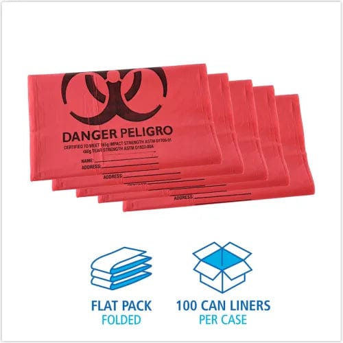 Centerline Dynamics Hazardous Waste Bags Linear Low Density Health Care Trash Can Liners, 45 gal, 1.3 mil, 40 x 46, 100/Case