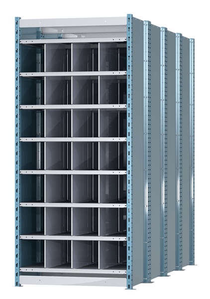 Centerline Dynamics Heavy Duty Deep Bin Shelving Starter Hallowell Deep Bin Shelving 36"W x 48"D x 87"H 707, Shelves and Dividers, 8 Shelves, Unit Closed Style