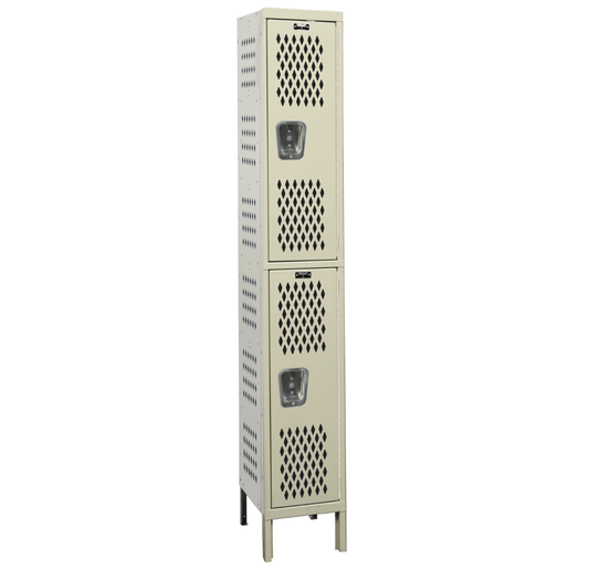 Centerline Dynamics Heavy-Duty Ventilated Locker Tan / Assembled Hallowell Heavy-Duty Ventilated (HDV) Locker, 12"W x 12"D x 78"H, Double Tier, 1-Wide