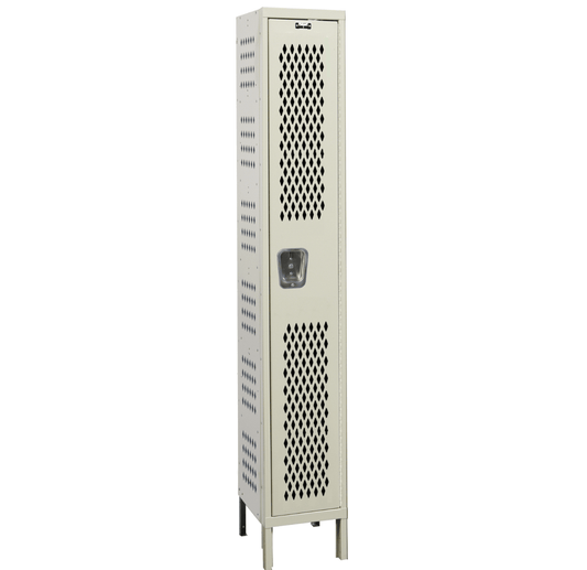 Centerline Dynamics Heavy-Duty Ventilated Locker Tan / Assembled Hallowell Heavy-Duty Ventilated (HDV) Locker, 12"W x 12"D x 78"H, Single Tier, 1-Wide