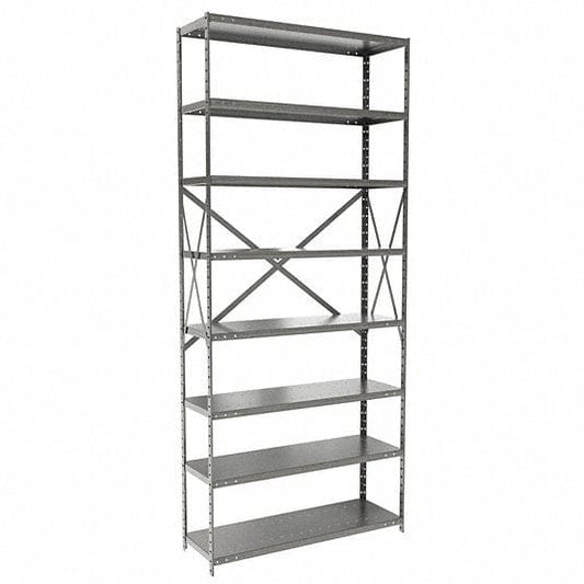 Centerline Dynamics Hi Tech™ Medsafe Antimicrobial Shelving Open Starter MedSafe Antimicrobial Hi-Tech Shelving 36"W x 12"D x 87"H 711 Light Gray 8 Adjustable Shelves Open Style with Sway Braces