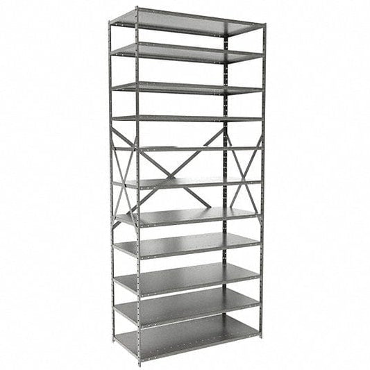 Centerline Dynamics Hi Tech™ Medsafe Antimicrobial Shelving Open Starter MedSafe Antimicrobial Hi-Tech Shelving 36"W x 18"D x 87"H 711 Light Gray 11 Adjustable Shelves Unit Open Style with Sway Braces