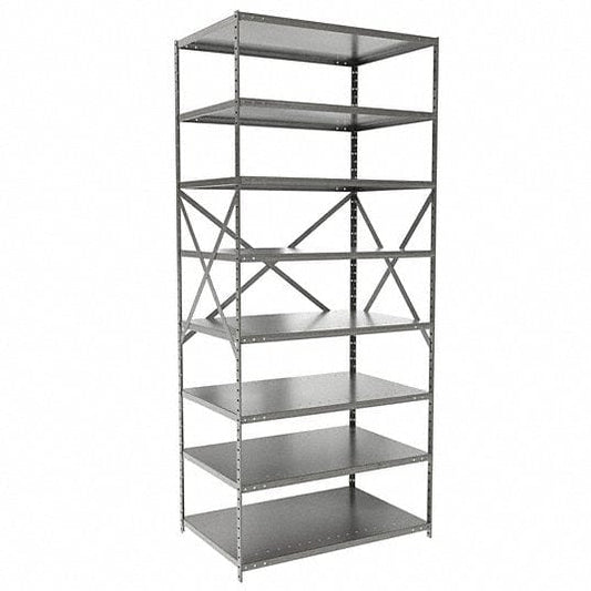 Centerline Dynamics Hi Tech™ Medsafe Antimicrobial Shelving Open Starter MedSafe Antimicrobial Hi-Tech Shelving 36"W x 24"D x 87"H 711 Light Gray 8 Adjustable Shelves Open Style with Sway Braces