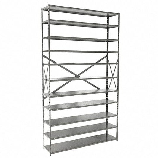 Centerline Dynamics Hi Tech™ Medsafe Antimicrobial Shelving Open Starter MedSafe Antimicrobial Hi-Tech Shelving 48"W x 12"D x 87"H 711 Light Gray 11 Adjustable Shelves Open Style with Sway Braces