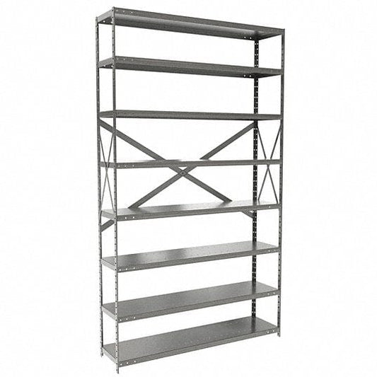 Centerline Dynamics Hi Tech™ Medsafe Antimicrobial Shelving Open Starter MedSafe Antimicrobial Hi-Tech Shelving 48"W x 12"D x 87"H 711 Light Gray 8 Adjustable Shelves Open Style with Sway Braces