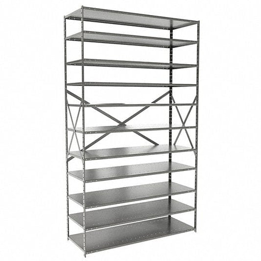 Centerline Dynamics Hi Tech™ Medsafe Antimicrobial Shelving Open Starter MedSafe Antimicrobial Hi-Tech Shelving 48"W x 18"D x 87"H 711 Light Gray 11 Adjustable Shelves Open Style with Sway Braces