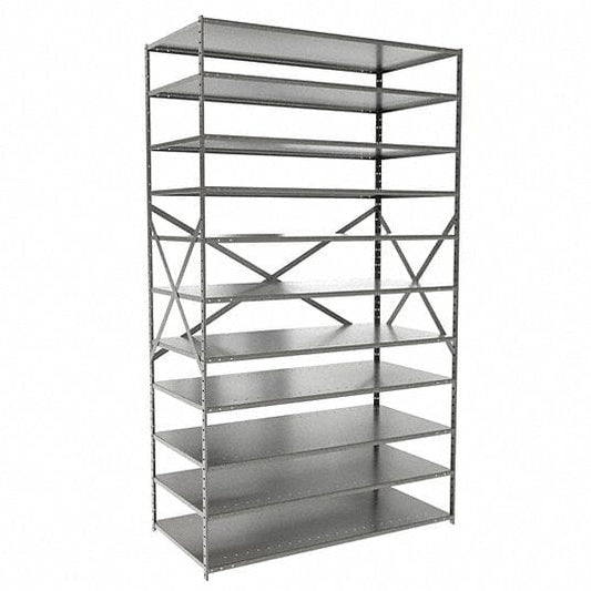 Centerline Dynamics Hi Tech™ Medsafe Antimicrobial Shelving Open Starter MedSafe Antimicrobial Hi-Tech Shelving 48"W x 24"D x 87"H 711 Light Gray 11 Adjustable Shelves Open Style with Sway Braces