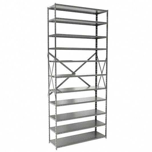 Centerline Dynamics Hi Tech™ Medsafe Antimicrobial Shelving Starter MedSafe Antimicrobial Hi-Tech Shelving 36"W x 12"D x 87"H 711 Light Gray 11 Adjustable Shelves Unit Open Style with Sway Braces