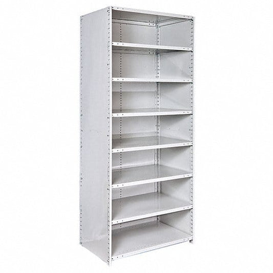 Centerline Dynamics Hi Tech™ Medsafe Antimicrobial Shelving Starter MedSafe Antimicrobial Hi-Tech Shelving 36"W x 12"D x 87"H 711 Light Gray 8 Adjustable Shelves Closed Style