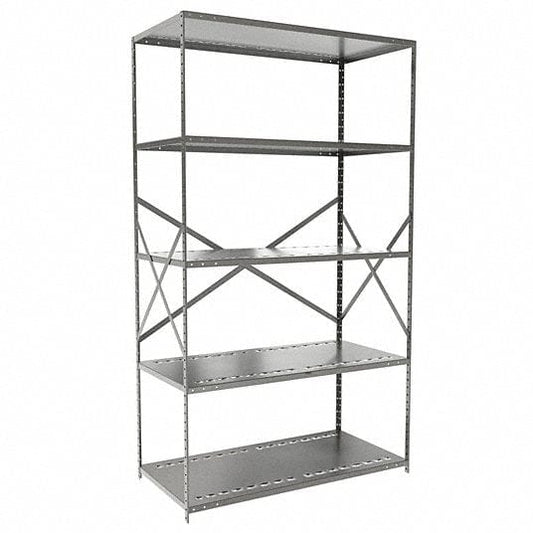 Centerline Dynamics Hi-Tech Metal Shelving Hallowell Hi-Tech Metal Shelving 48"W x 24"D x 87"H 725 Dark Gray 5 Adjustable Shelves Unit Open Style with Sway Braces