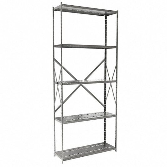 Centerline Dynamics Hi-Tech Metal Shelving Starter Hallowell Hi-Tech Metal Shelving 36"W x 12"D x 87"H 725 Dark Gray 5 Adjustable Shelves Open Style with Sway Braces