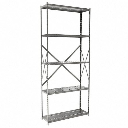 Centerline Dynamics Hi-Tech Metal Shelving Starter Hallowell Hi-Tech Metal Shelving 36"W x 12"D x 87"H 725 Dark Gray 5 Adjustable Shelves Unit Open Style with Sway Braces