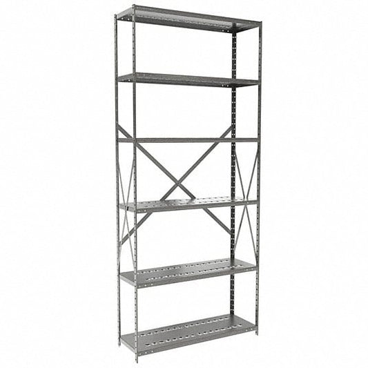 Centerline Dynamics Hi-Tech Metal Shelving Starter Hallowell Hi-Tech Metal Shelving 36"W x 12"D x 87"H 725 Dark Gray 6 Adjustable Shelves Unit Open Style with Sway Braces