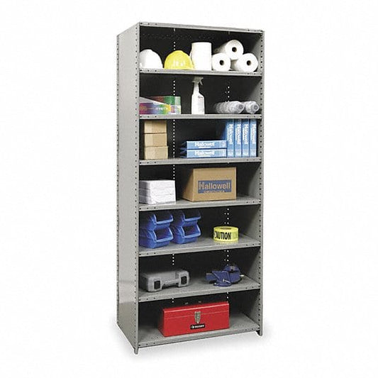 Centerline Dynamics Hi-Tech Metal Shelving Starter Hallowell Hi-Tech Metal Shelving 36"W x 12"D x 87"H 725 Dark Gray 8 Adjustable Shelves