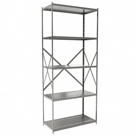 Centerline Dynamics Hi-Tech Metal Shelving Starter Hallowell Hi-Tech Metal Shelving 36"W x 18"D x 87"H 725 Dark Gray 5 Adjustable Shelves Open Style with Sway Braces