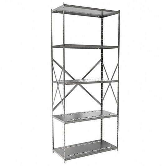 Centerline Dynamics Hi-Tech Metal Shelving Starter Hallowell Hi-Tech Metal Shelving 36"W x 18"D x 87"H 725 Dark Gray 5 Adjustable Shelves Unit Open Style with Sway Braces