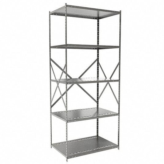 Centerline Dynamics Hi-Tech Metal Shelving Starter Hallowell Hi-Tech Metal Shelving 36"W x 24"D x 87"H 725 Dark Gray 5 Adjustable Shelves Open Style with Sway Braces