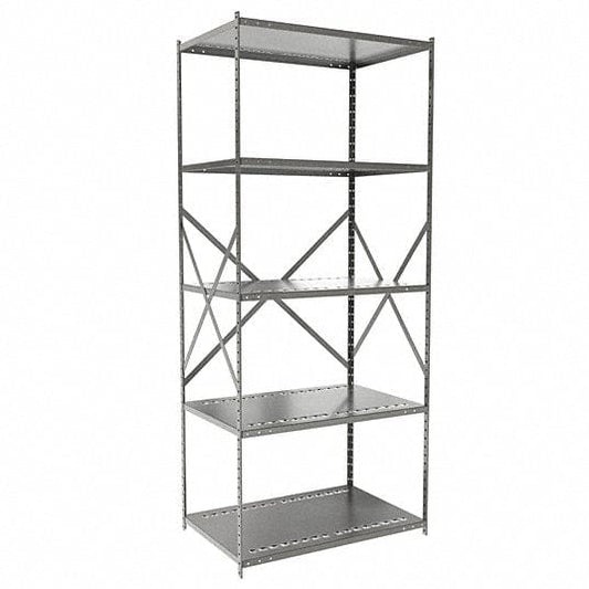 Centerline Dynamics Hi-Tech Metal Shelving Starter Hallowell Hi-Tech Metal Shelving 36"W x 24"D x 87"H 725 Dark Gray 5 Adjustable Shelves Unit Open Style with Sway Braces