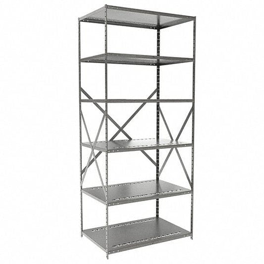 Centerline Dynamics Hi-Tech Metal Shelving Starter Hallowell Hi-Tech Metal Shelving 36"W x 24"D x 87"H 725 Dark Gray 6 Adjustable Shelves Unit Open Style with Sway Braces