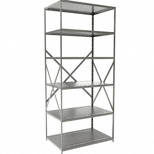 Centerline Dynamics Hi-Tech Metal Shelving Starter Hallowell Hi-Tech Metal Shelving 36"W x 24"D x 87"H 725 Dark Gray 6 Adjustable Shelves Unit Open Style with Sway Braces