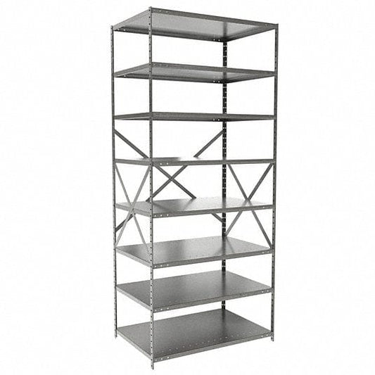 Centerline Dynamics Hi-Tech Metal Shelving Starter Hallowell Hi-Tech Metal Shelving 36"W x 24"D x 87"H 725 Dark Gray 8 Adjustable Shelves Unit Open Style with Sway Braces