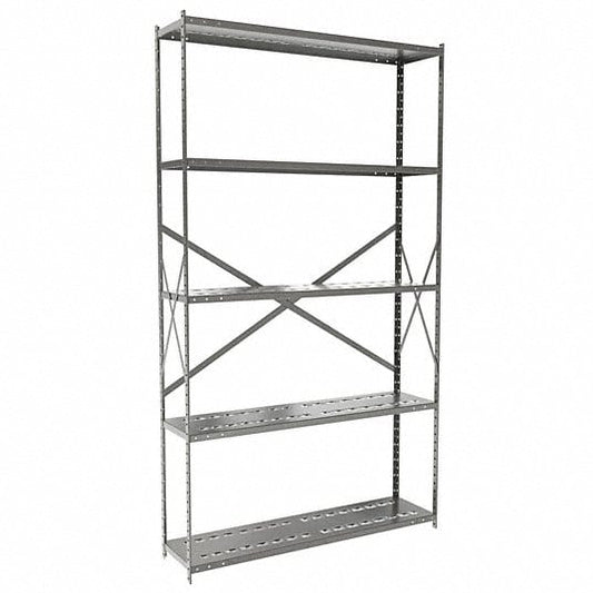 Centerline Dynamics Hi-Tech Metal Shelving Starter Hallowell Hi-Tech Metal Shelving 48"W x 12"D x 87"H 725 Dark Gray 5 Adjustable Shelves Unit Open Style with Sway Braces