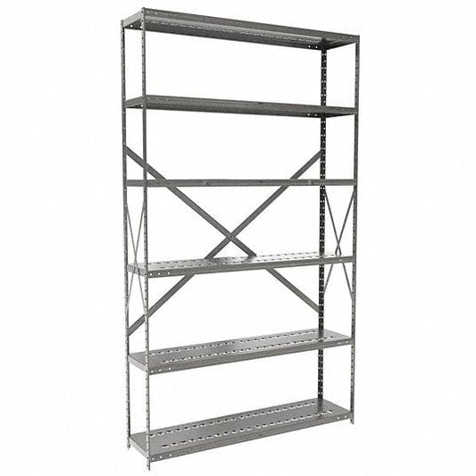 Centerline Dynamics Hi-Tech Metal Shelving Starter Hallowell Hi-Tech Metal Shelving 48"W x 12"D x 87"H 725 Dark Gray 6 Adjustable Shelves Unit Open Style with Sway Braces