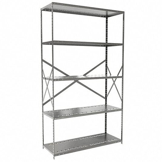 Centerline Dynamics Hi-Tech Metal Shelving Starter Hallowell Hi-Tech Metal Shelving 48"W x 18"D x 87"H 725 Dark Gray 5 Adjustable Shelves Unit Open Style with Sway Braces