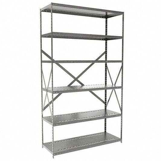 Centerline Dynamics Hi-Tech Metal Shelving Starter Hallowell Hi-Tech Metal Shelving 48"W x 18"D x 87"H 725 Dark Gray 6 Adjustable Shelves Unit Open Style with Sway Braces