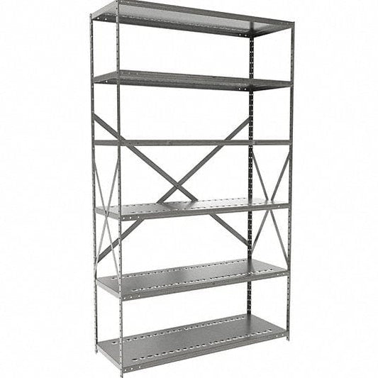 Centerline Dynamics Hi-Tech Metal Shelving Starter Hallowell Hi-Tech Metal Shelving 48"W x 18"D x 87"H 725 Dark Gray 6 Adjustable Shelves Unit Open Style with Sway Braces