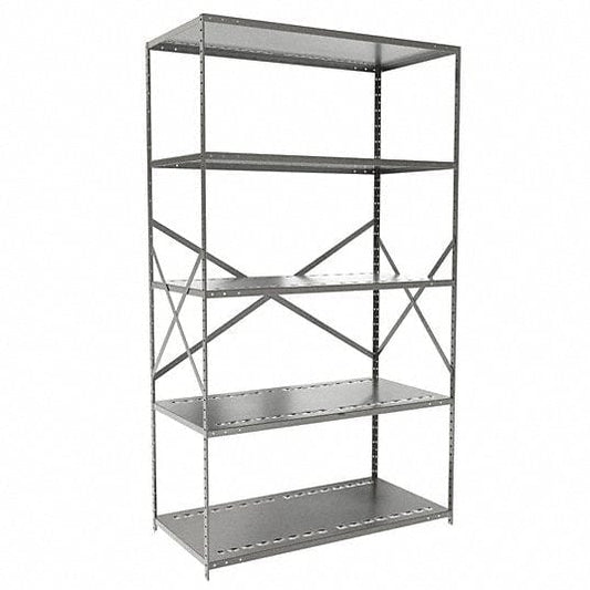 Centerline Dynamics Hi-Tech Metal Shelving Starter Hallowell Hi-Tech Metal Shelving 48"W x 24"D x 87"H 725 Dark Gray 5 Adjustable Shelves Unit Open Style with Sway Braces