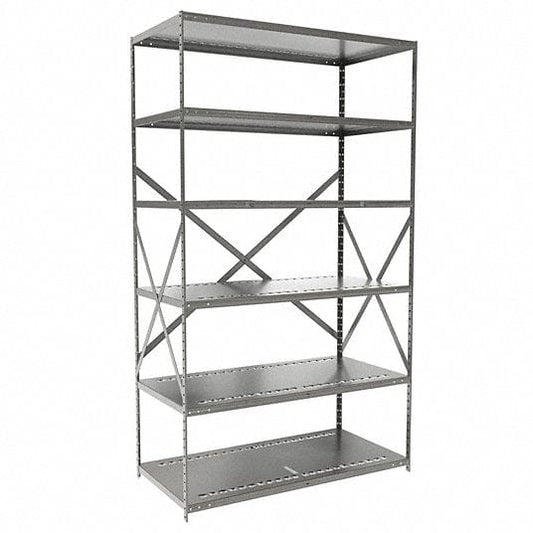 Centerline Dynamics Hi-Tech Metal Shelving Starter Hallowell Hi-Tech Metal Shelving 48"W x 24"D x 87"H 725 Dark Gray 6 Adjustable Shelves Unit Open Style with Sway Braces