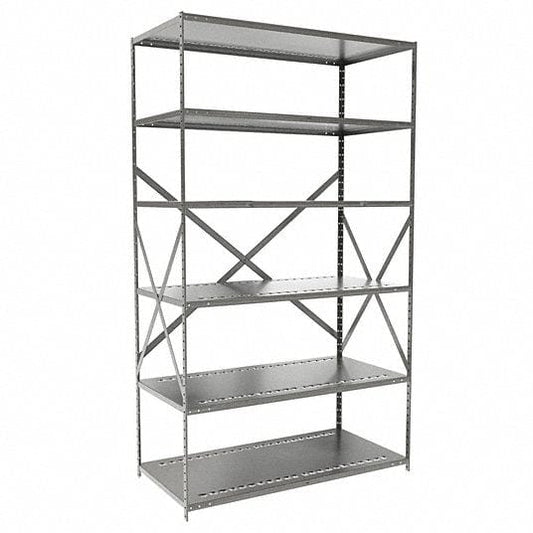 Centerline Dynamics Hi-Tech Metal Shelving Starter Hallowell Hi-Tech Metal Shelving 48"W x 24"D x 87"H 725 Dark Gray 6 Adjustable Shelves Unit Open Style with Sway Braces