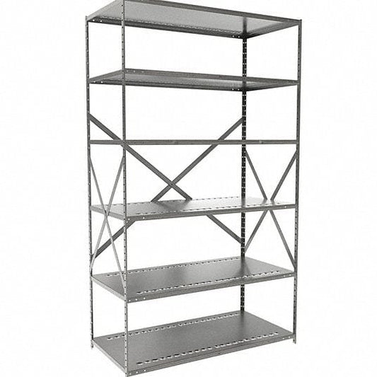 Centerline Dynamics Hi-Tech Metal Shelving Starter Hallowell Hi-Tech Metal Shelving 48"W x 24"D x 87"H 725 Dark Gray 6 Adjustable Shelves Unit Open Style with Sway Braces