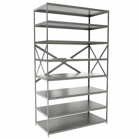 Centerline Dynamics Hi-Tech Metal Shelving Starter Hallowell Hi-Tech Metal Shelving 48"W x 24"D x 87"H 725 Dark Gray 8 Adjustable Shelves Unit Open Style with Sway Braces