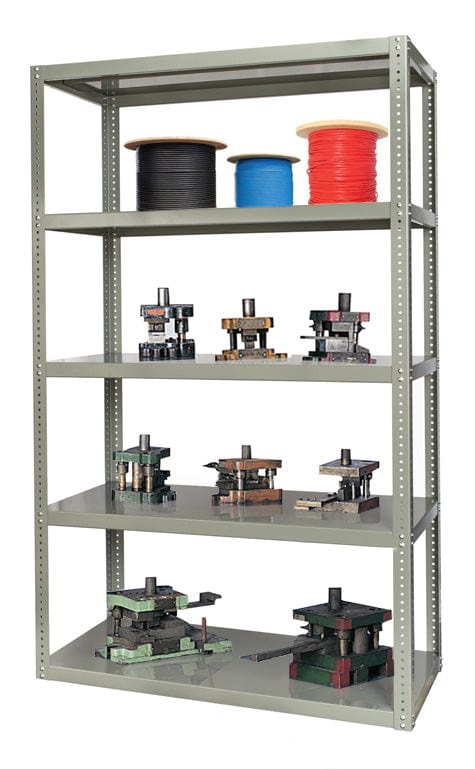 Centerline Dynamics High Capacity Bolted Shelving Hallowell High Capacity Reinforced Bolted Shelving 36"W x 18"D x 84"H 725 Dark Gray 5 Shelves Stand Alone Unit Open Style