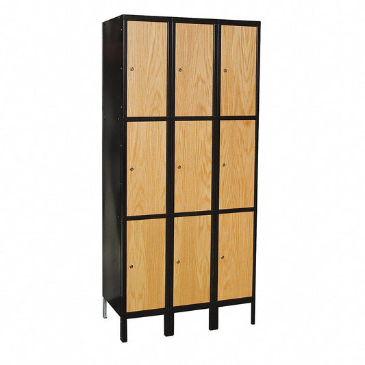 Centerline Dynamics Hybrid Lockers Assembled Hallowell Metal-Wood Hybrid Locker, 36"W x 18"D x 78"H, Triple Tier, 3-Wide