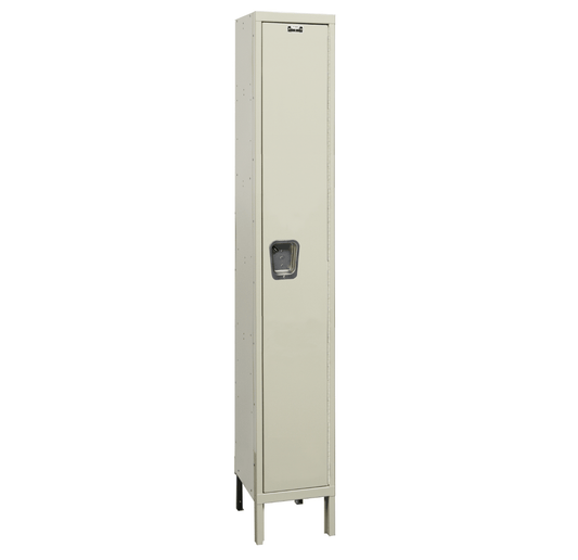 Centerline Dynamics Maintenance Free Quiet Lockers Tan / Assembled Hallowell Maintenance-Free Quiet (MFQ) Locker, 12"W x 12"D x 78"H, Single Tier, 1-Wide,