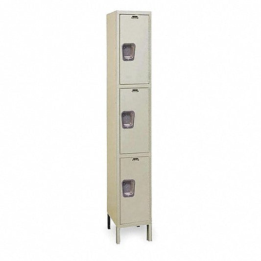 Centerline Dynamics Maintenance Free Quiet Lockers Tan / Assembled Hallowell Maintenance-Free Quiet (MFQ) Locker, 12"W x 15"D x 78"H, Triple Tier, 1-Wide