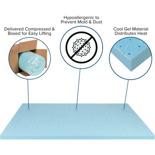 Centerline Dynamics Mattresses Capri Comfortable Sleep 2" Cool Gel Memory Foam Mattress Topper, Twin