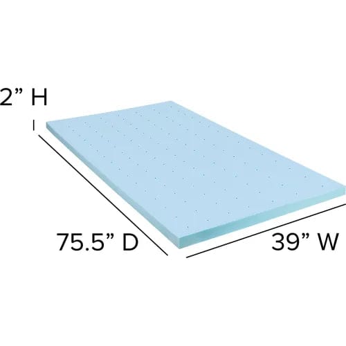 Centerline Dynamics Mattresses Capri Comfortable Sleep 2" Cool Gel Memory Foam Mattress Topper, Twin