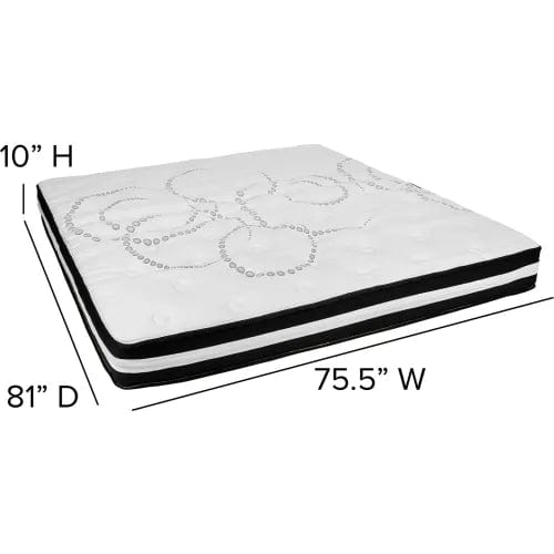 Centerline Dynamics Mattresses Comfortable Sleep 10" Foam Pocket Spring Mattress, 2" Gel Memory Foam Topper, King