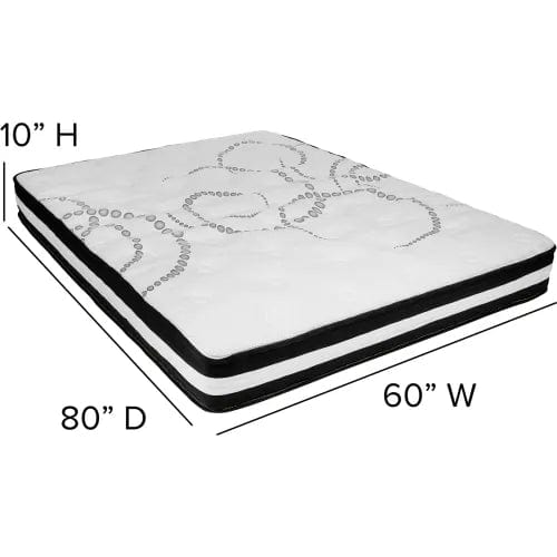 Centerline Dynamics Mattresses Comfortable Sleep 10" Foam Pocket Spring Mattress, 2" Gel Memory Foam Topper, Queen