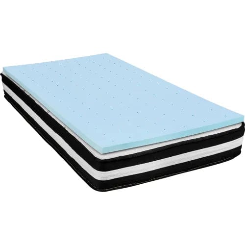 Centerline Dynamics Mattresses Comfortable Sleep 10" Foam Pocket Spring Mattress, 2" Gel Memory Foam Topper, Twin