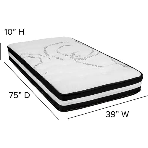 Centerline Dynamics Mattresses Comfortable Sleep 10" Foam Pocket Spring Mattress, 2" Gel Memory Foam Topper, Twin