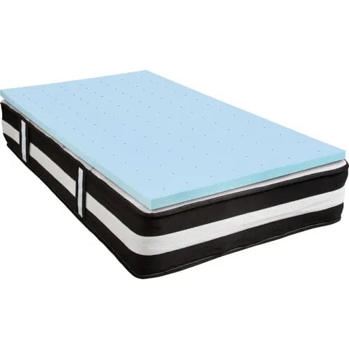 Centerline Dynamics Mattresses Comfortable Sleep 12" Foam Pocket Spring Mattress, 2" Gel Memory Foam Topper, Twin