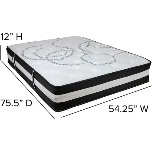 Centerline Dynamics Mattresses Comfortable Sleep 12" Foam Pocket Spring Mattress, 3" Gel Memory Foam Topper, Full