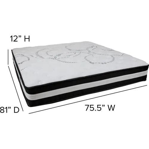 Centerline Dynamics Mattresses Comfortable Sleep 12" Foam Pocket Spring Mattress, 3" Gel Memory Foam Topper, King